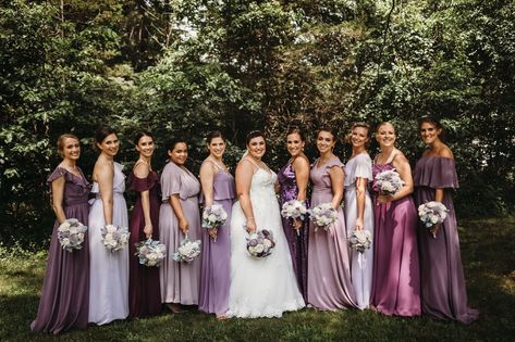 Mismatch bridesmaid dresses in purple tone for fall wedding idea Different Color Purple Bridesmaid Dresses, Mix And Match Bridesmaid Dresses Purple, Multi Purple Bridesmaid Dresses, Mix Match Purple Bridesmaid Dresses, Purple Mix And Match Bridesmaids, Mismatch Purple Bridesmaid Dresses, Muted Purple Bridesmaid Dresses, Shades Of Purple Bridesmaid Dresses Color Schemes, Purple Shades Bridesmaid Dresses