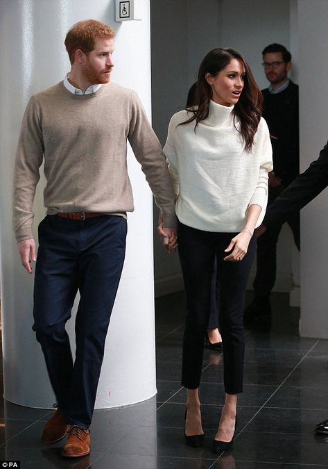 Harry showed off his pride as a fiancé, walking slightly ahead of her as they held hands ... Estilo Meghan Markle, Princ Harry, Meghan Markle Outfits, The Suits, Prins Harry, Princess Meghan, Prince Harry And Megan, Kate And Meghan, Prinz Harry