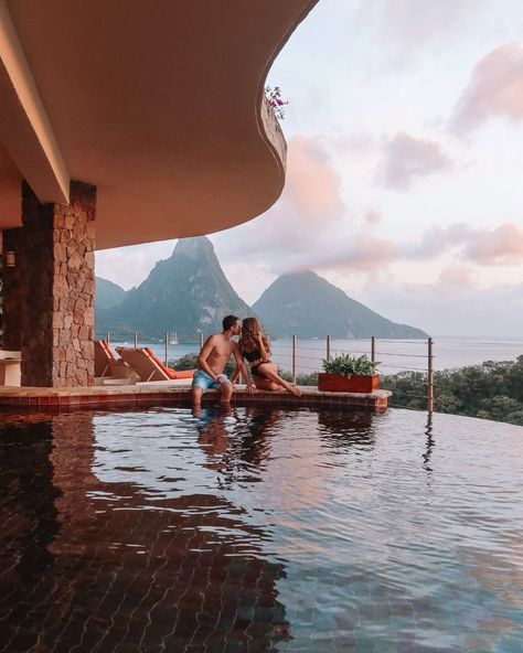 Resort Review: Jade Mountain, St. Lucia – Southern Curls & Pearls Jade Mountain St Lucia, Honeymoon Scene, Caitlin Covington, Jade Mountain, Pom Pom Bag, Southern Curls And Pearls, Overwater Bungalows, Most Romantic Places, Travel Photography Inspiration