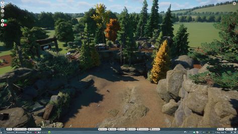 Planet Zoo Habitat, Planet Zoo Habitat Ideas, Wolf Habitat, Zoo Boo, Zoo Project, Zoo Architecture, Zoo Ideas, Planet Coaster, Timber Wolf