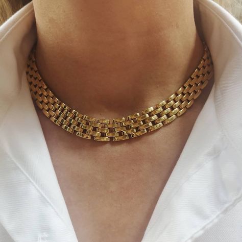 Cartier Gold Necklace, Gold Vintage Necklace, Cartier Necklace Gold, Cartier Gold, Cartier Necklace, Solid Brick, Chunky Gold Chain, Modern Gold Jewelry, Jewelry Set Design