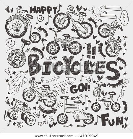 doodle bike element - stock vector Bike Pattern, Bicycle Drawing, Cycling T Shirts, Pattern Design Inspiration, Graphics Drawing, Wreck This Journal, Graphic Tshirt Design, Bike Art, Pattern Vector