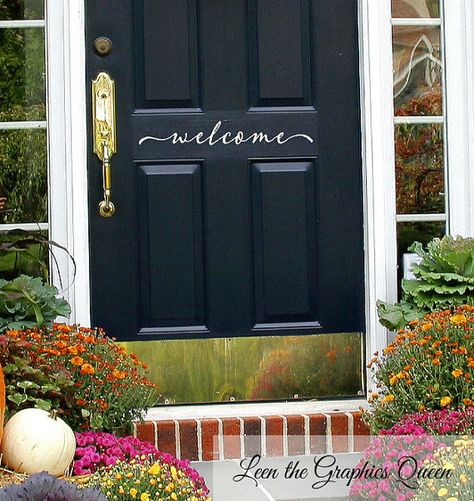 Welcome Front Door Decal • Script Lettering Welcome Front Door Add Curb Appeal - Entryway Decor Fall Autumn Decoration Decor Made in USA Country Front Door, Front Door With Screen, Hello Door Decal, Welcome Front Door, Front Door Decal, Welcome Signs Front Door, Farmhouse Front Door, Office Wall Decals, Door Wardrobe