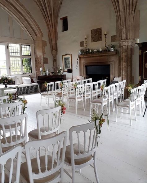 Posies on chairs - Butley Priory. Butley Priory Wedding, Butley Priory, Wedding Inspo, Wedding Venue, Table Settings, Wedding Ideas