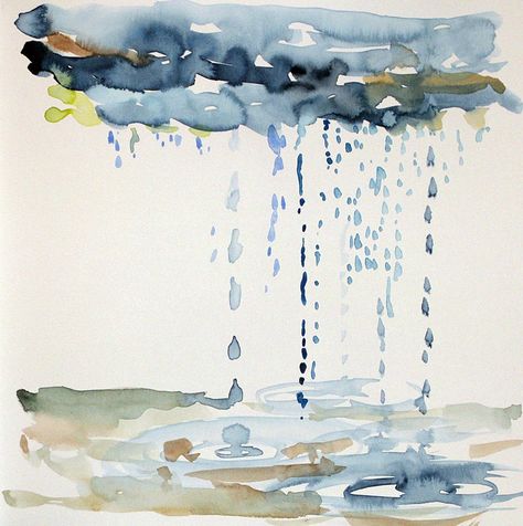 Stormy Sky Art Docent, Ideas Watercolor, 심플한 그림, Watercolor Clouds, Rain Painting, Rain Art, Watercolor Sky, Watercolor Journal, Modern Watercolor