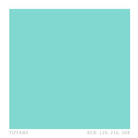 Tiffany robin egg blue (Pantone 1837) was introduced by the company in their first catalogue in 1837. Since that time, Tiffany blue has been used in all branding, advertising, and packaging. The colour is produced as a private custom colour by Pantone, the number being the year of Tiffany's foundation. As a trademarked colour, it is not publicly available. Hex: #81D8D0 CMYK: 40, 0, 4, 15. Tiffany colour brand illustration by Zena O’Connor. Tiffany Color Wallpaper, Tiffany Blue Aesthetic, Tiffany Blue Color Palette, Aqua Marine Color, Tiffany Blue Paint, Tiffany Blue Wallpapers, Tiffany Blue Background, Tiffany Color, Blue Pantone