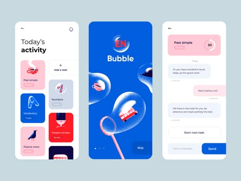 Colourful App Design, Xd App Design, Mobile Layout Design, Language App Design, Mobile Web Design Inspiration, App Branding Design, Minimalist App Design, Community App Design, Simple App Design