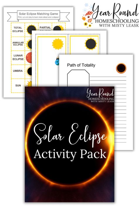 Kids will enjoy completing the activities inside this Solar Eclipse Activity Pack as they learn about this once-in-a-lifetime event! #SolarEclipse #Printable #Science #Homeschool #Homeschooling #YearRoundHomeschooling Elementary Printables, Solar Eclipse Activity, Science Homeschool, Science Printables, Free Homeschool Curriculum, Homeschool Routine, Homeschooling Resources, Homeschool Inspiration, Homeschooling Ideas