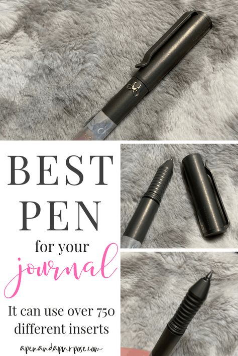 I found the perfect pen for my bullet journal. It feels great in hand, writes exactly as you need it to, and is cute. This pen holds 750+ different kinds of inserts so you can make it write however you want it to. I truly feel this is the best pen for journaling or writing #bestpen #bulletjournal Pens For Bullet Journaling, Best Pen, Fancy Pens, Buying Stuff, Pretty Pens, Someone Like Me, Journal Supplies, Metal Pen, Best Pens