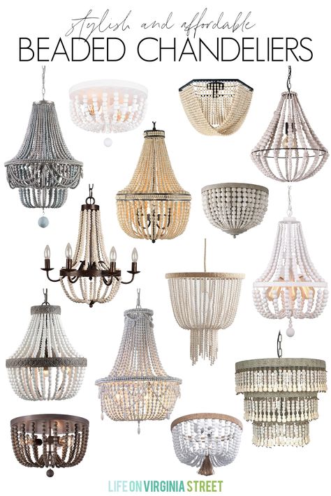 White Bead Chandelier, Beaded Light Fixture, Wooden Bead Chandelier, Beach House Lighting, French Country Chandelier, Country Chandelier, French Lighting, Wood Bead Chandelier, Farmhouse Chandeliers