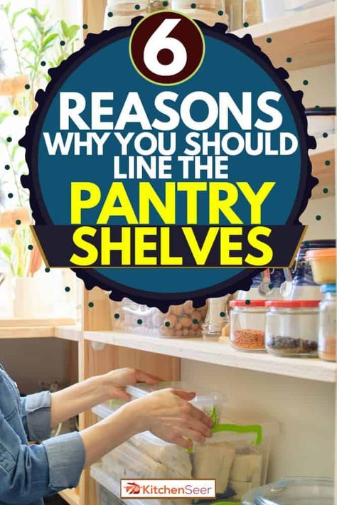 Painted Pantry Shelves, Wallpaper In Pantry Small Spaces, Lining Kitchen Cabinets Shelves, Painting Pantry Shelves, Pantry Shelf Liner Ideas, Pantry Shelf Liner, Kitchen Cupboard Shelves, Pantry Closet Organization, Kitchen Shelf Liner