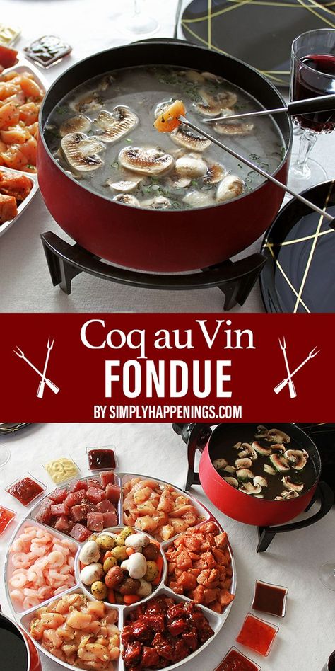 Red Wine Mushrooms, Fondue Dinner Party, Broth Fondue Recipes, Fondue Broth, Fondue Recipes Meat, Wine Mushrooms, Melting Pot Recipes, Beer Cheese Fondue, Fondue Dinner