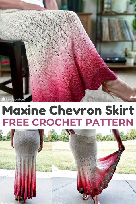 The Maxine is a long crochet chevron skirt pattern. Available in ELEVEN sizes, so grab your hook and start crocheting a skirt with me today! Crochet Skirts Pattern Free, Crochet Maxi Skirt Pattern Free, Maxi Skirt Pattern Free, Skirt Crochet Pattern, Crochet Pants Pattern, Long Skirt Pattern, Maxi Skirt Pattern, Crochet Apparel, Start Crocheting