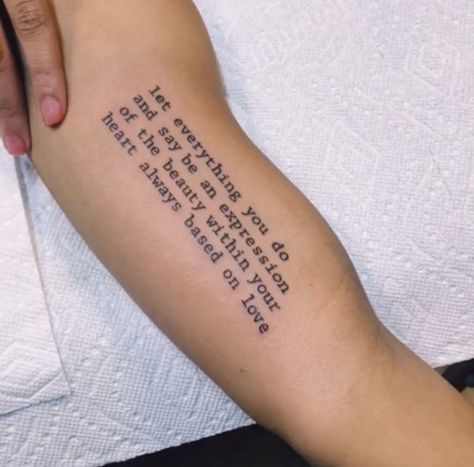 Long Quote Tattoo, Word Tattoos On Arm, Arm Quote Tattoos, Earthy Tattoos, Inner Arm Tattoos, Minimalist Tattoo Ideas, Inner Arm Tattoo, Pretty Hand Tattoos, Black Girls With Tattoos