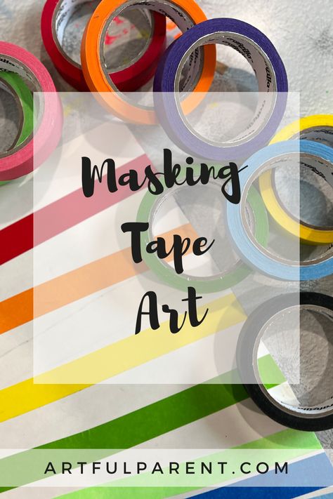 Masking tape art is an easy, fun, and low mess way for kids to make art. You can use colored masking tape or any kind of tape. easy art ideas | toddler art | tape art | art for kids | art for children #tapeart #kidsart Colored Masking Tape Activities, Tape Art For Kids, Tape Art Ideas, Painters Tape Art, Easy Art Ideas, Masking Tape Art, Washi Tape Projects, Art For Children, Paint Crafts