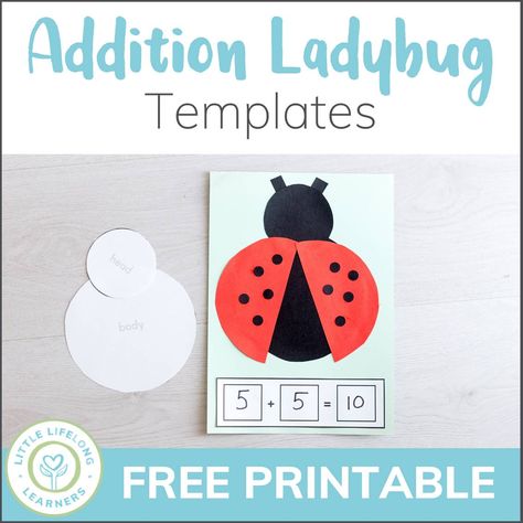 Cover - Addition Ladybug - Freebie Math Art Activities Preschool, Ladybug Stem Activities, Ladybug Addition, Lifecycle Of A Ladybug, Ladybugs Kindergarten, Ladybug Math, The Very Lazy Ladybug Activities, Addition Art, Ladybug Addition Craft