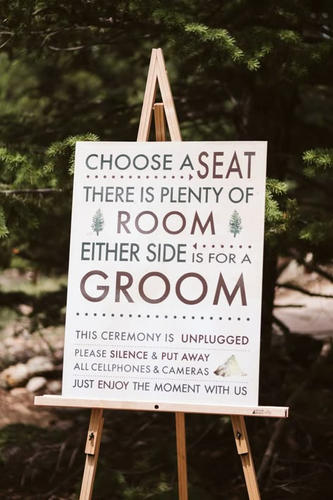 Ceremony sign for gay wedding that says "choose a seat there is plenty of room, either side is for a groom". Unplugged wedding ceremony sign on easel. Gay Wedding Color Schemes, Mlm Weddings Aesthetic, Gay Wedding Flowers, Gay Wedding Ideas Decor, Gay Wedding Aesthetic, Two Grooms Wedding, Gay Wedding Ideas, Gay Wedding Photos, Gay Wedding Cakes