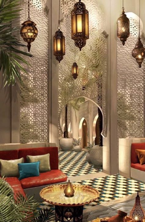 Moroccan Restaurant Interior, Middle Eastern Interior Design, Turkish Interior Design, Moroccan Inspired Decor, Small Rustic House, Arabic Interior Design, Middle Eastern Decor, Moroccan Restaurant, Moroccan Interior Design