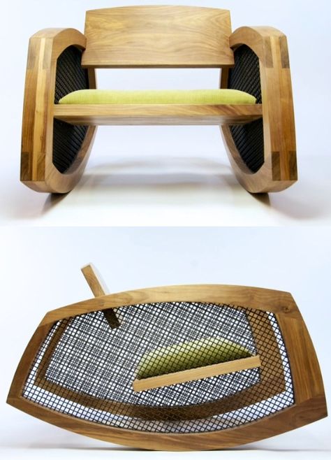 Brendan Gallagher Rocking Chair Carved Chairs, Modern Rocking Chair, Chair Designs, Furniture Design Chair, Futuristic Furniture, Cool Wood Projects, Furniture Showroom, Creative Furniture, Diy Chair