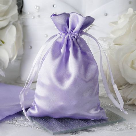 Pack of 12 - 4"x6" Lavender Satin Party Favor Bags, Drawstring Pouch Gift Bags Favour Jars, Satin Pouch, Purple Handbags, Candy Jewelry, Wedding Gift Bags, Lavender Bags, Wedding Favor Bags, Satin Bags, Gongs