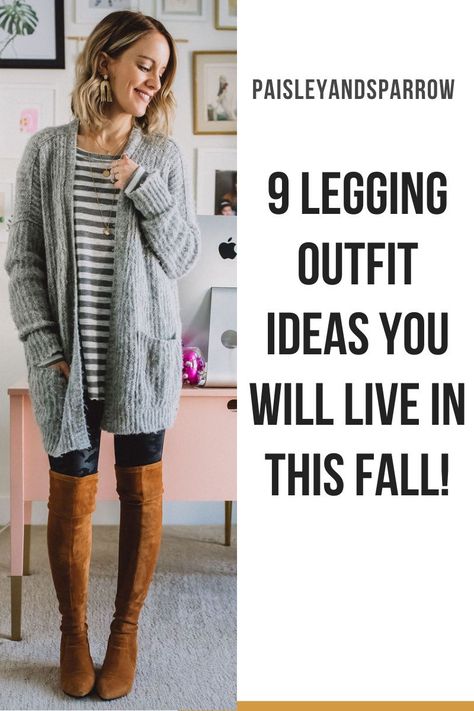 Simple Fall Legging Outfits, Winter Outfit Ideas Leggings, Navy Leggings Outfit Fall, Casual Date Night Outfit Leggings, Cute Tops With Leggings, Fall Rainy Day Outfits Casual Leggings, Navy Leggings Outfit For Work, Fall Outfit Black Leggings, Mom Leggings Outfits Fall