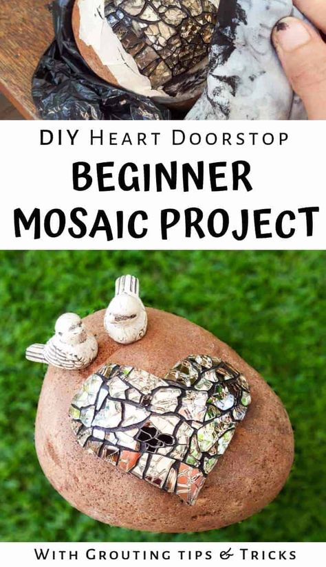 Beginner Mosaic Projects, Easy Mosaic Projects For Beginners, Mosaic Projects For Beginners, Beginner Mosaic, Mosaics Ideas, Garden Mosaics, Easy Mosaic, Mosaic Hearts, Mosaic Tiles Crafts