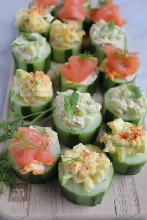 17 Gluten-Free High Tea Ideas (Elegant and Delightful) High Tea Ideas, Cucumber Cups, High Tea Food, Canned Tuna Recipes, Cucumber Bites, High Tea Party, Tea Party Food, Tuna Recipes, Tea Sandwiches