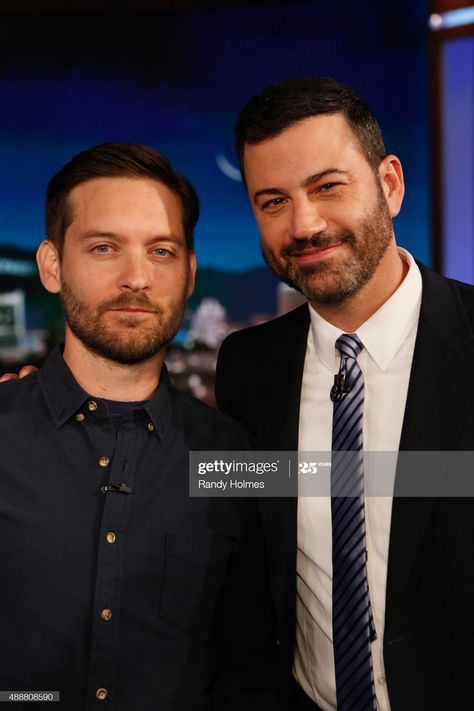 News Photo : LIVE - Emmy Award-nominated "Jimmy Kimmel Live"... Tobey Maguire, Jimmy Kimmel Live, Jimmy Kimmel, Emmy Award, Emmy Awards, Still Image, Comedians, Getty Images, Musician