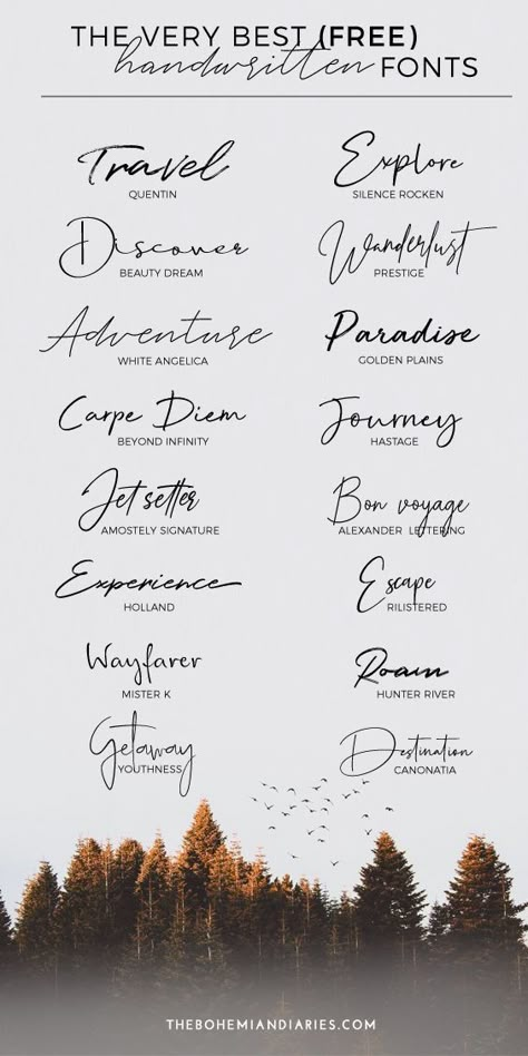 Best Free Handwritten Fonts, Travel Fonts, Cool Handwriting Fonts, Inspiration Typographie, Free Handwritten Fonts, Blog Design Inspiration, Cat Tattoos, Tiny Tattoo, Nice Handwriting