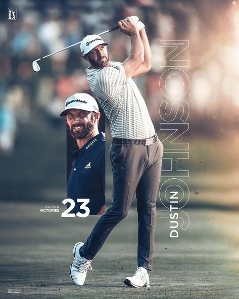 Golf Graphics Design, Dustin Johnson Golf, Golf Poster Design Ideas, Golf Poster Design, Golf Design Graphic, Sport Design Graphic, Sports Graphic Design Inspiration, Biography Design, Golf Graphic Design