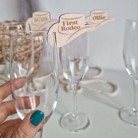 Drink Toppers Wedding, Cowboy Drink, Western Party Favors, Drink Topper, My First Rodeo, Western Birthday, Drink Tags, Western Party, First Rodeo