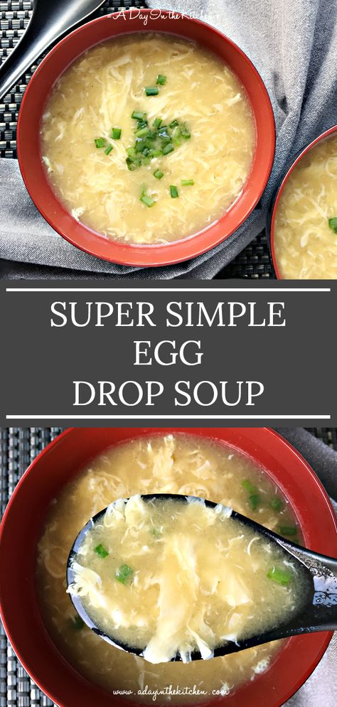 In about 5 minutes, with just 5 ingredients, you can be slurping up spoonfuls of this Super Simple Egg Drop Soup any time you want! Why wait until you go out to eat Chinese food when you can do this quickly and easily from home? #eggdropsoup #5ingredientsorless #chinesefood #soup #eggs #glutenfree Egg Drop Soup Easy, Chicken Kale Soup, Homemade Egg Drop Soup, Homemade Chicken Stock, Gluten Free Soy Sauce, Egg Drop Soup, Out To Eat, Egg Drop, Chinese Soup