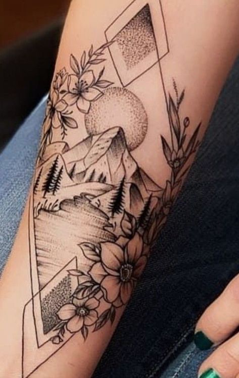 Western Tattoos Ideas, Mountain Tattoos, Cowgirl Tattoos, Tattoos Infinity, Tattoos Mandala, Western Tattoos, Forarm Tattoos, Tattoos For Women Half Sleeve, Inspiration Tattoo