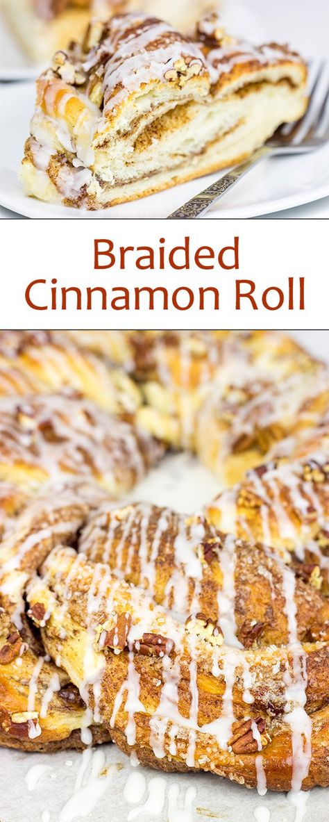 Braided Cinnamon Roll | A fun twist (literally) on a classic recipe! Pecan Braid, Gooey Cinnamon Buns, Best Homemade Cinnamon Rolls, Homemade Yeast Rolls, Homemade Yeast, Overnight Recipes, Peanut Butter Bread, Cinnamon Roll Recipe, Homemade Cinnamon Rolls