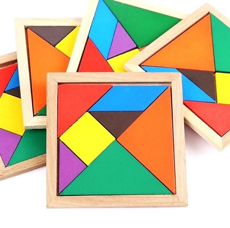 Tangram Puzzles, Diy Puzzles, Jigsaw Puzzles For Kids, Kids Imagination, Wood Puzzles, Wooden Jigsaw Puzzles, Wooden Jigsaw, Puzzle Set, Developmental Toys