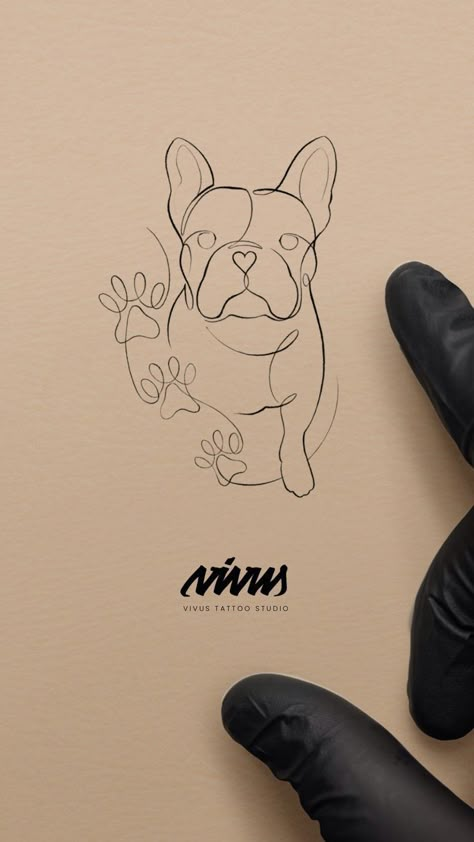 Frenchie Dog Tattoo, 3 Dog Tattoo, Frenchie Outline Tattoo, French Bulldog Tattoo Minimalist, Frenchie Tattoo Outline, One Line Dog Tattoo, French Bulldog Tattoos, Fine Line Dog Tattoo, Frenchie Tattoos