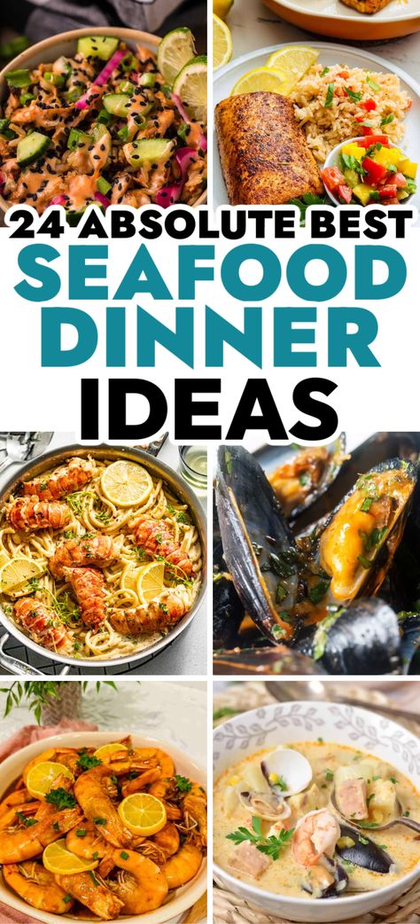 Seafood Dinner Ideas – Craving seafood? These are wildly delicious and healthy seafood dinner ideas to keep your menu fresh and tastebuds happy. From shrimp tacos, seafood boil to salmon rice bowls and classic shrimp scampi, here is something for every choosing and occasion. Seafood dinner party menu, salmon dinner, salmon recipes, shrimp recipes, shrimp dinner recipes, quick seafood dinner, elegant seafood dinner, seafood dinner ideas families. Seafood Dinner For Two, New Year Seafood Dinner, Quick And Easy Seafood Dinner Recipes, Romantic Seafood Dinner, Seafood Date Night Dinner, Sea Food Dinner Ideas, Shrimp Dinner Ideas Easy, Seafood New Years Dinner, Nye Seafood Dinner Ideas