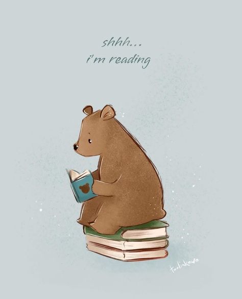 Animal Reading Illustration, Sleeping Bear Drawing, Cozy Bear Illustration, Bear Reading A Book, Bear Reading Illustration, Animals Reading Books Illustration, Brown Bear Illustration, Children Book Illustration Watercolor, Grass Drawing