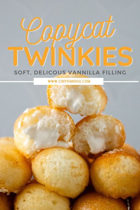 Copycat Hostess Donettes, Home Made Twinkies, Twinkie Filling Recipe, Homemade Twinkies, Fried Fruit, Twinkies Recipe, Twinkie Cake, Ding Dongs, Cream Filling Recipe