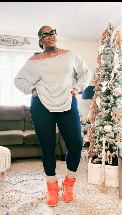 Plus Size Winter Boots Outfit, Oversized Sweater Winter Outfit, Plus Size Farm Outfits, Plus Size Fall Outfits Casual Comfy, Plus Size Athleisure Outfits Fall, Fall Comfy Outfits Lazy Days, Plus Size Winter Outfits Cold Weather Casual, 40 Year Old Black Women, Plus Size Fall Fashion 2023 Big Stomach