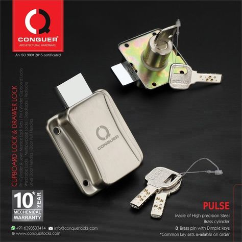 Conquer presents Cupboard lock & Drawer lock a statement of Security with Unique Design!! Conquer Locks Industries (Aligarh) Contact: Mr. Mohammad Ikram - 6398533414 For inquiry via WhatsApp click: https://bit.ly/6398533414 #Conquer #ConquerLocks #Cupboardlock #Drawerlock #mortiselocks #architecturalhardware #buildinghardware #Doorlock #HardwareIndustries #hardware #lockset #padlocks #locks #mortisehandle #rosehandle #cupboardlocks Sliding Cupboard, Cupboard Locks, Drawer Lock, Cupboard Drawers, Lock Set, Door Locks, Cupboard, Contemporary Design, Unique Design