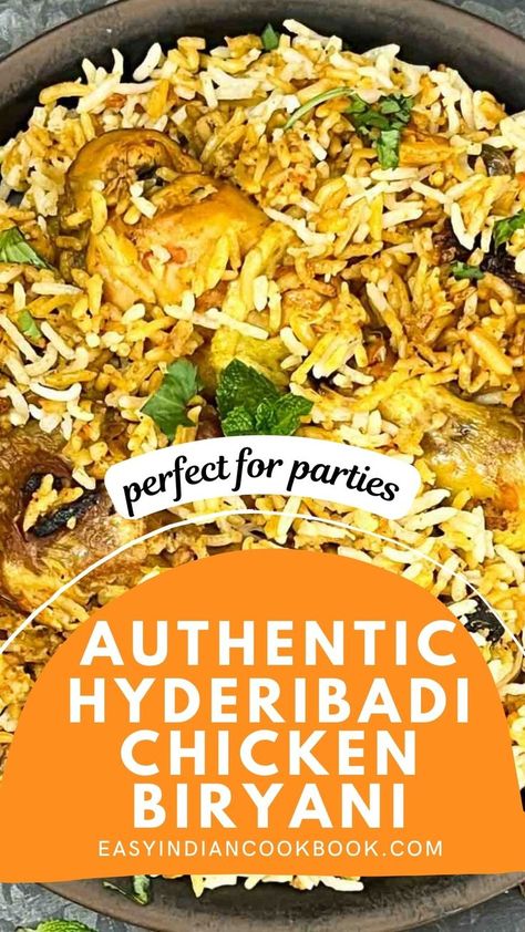 dinner ideas for people Indian Rice Recipes Biryani, Hyderabad Chicken Biryani, Hydrabad Biryani Recipe, Hyderabadi Biryani Recipe Chicken, Biriyani Aesthetics, Chikan Biryani, Indian Chicken And Rice, Chicken Biryani Recipe Hyderabadi, Chicken Biryani Recipe Indian