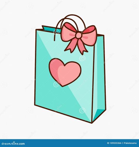 Doodle Gift Bag with Bow and Heart Stock Vector - Illustration of draw, hand: 109555366 Green Decoration, Heart Gift Box, Birthday Goodie Bags, Laser Projects, Magic Gift, Red Gift Box, Drawing Bag, Heart Hands Drawing, Heart Illustration