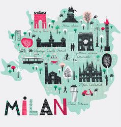 Milan Map, Cartoon Map, Milan Travel, Milan City, Milan Cathedral, Italy Images, Illustration Courses, Italy Map, Italy Print