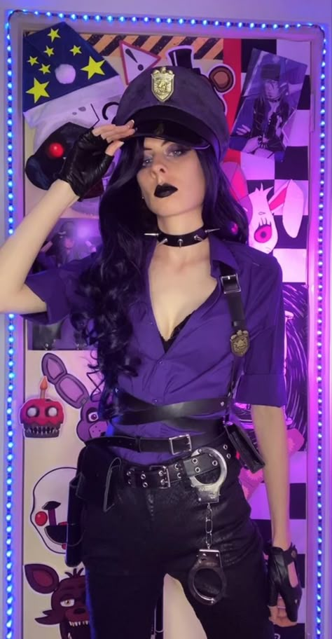 Female William Afton, Purple Guy Costume, Elizabeth Afton Cosplay Outfit, Fnaf Halloween Costumes, Purple Cosplay Costume For Halloween, Fnaf William Afton, Purple Guy Cosplay, William Afton Cosplay, Fnaf Inspired Outfits