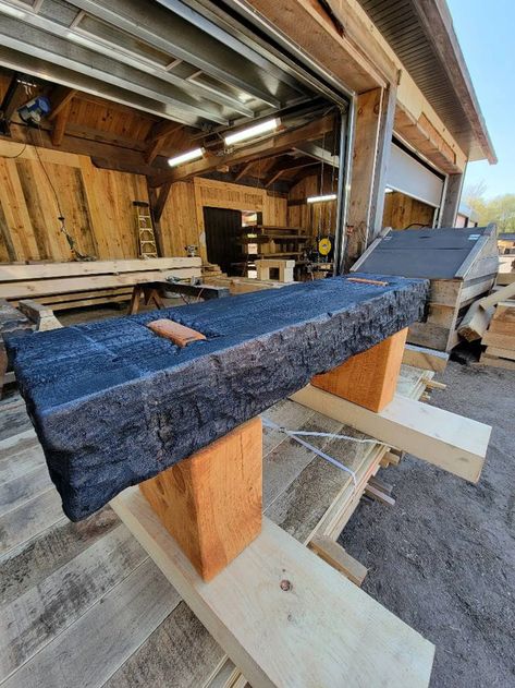 Serenity Bench Shou Sugi Ban Timber Frame Hand Hewn - Etsy Timber Frame Furniture, Wood Beam Entryway, Beam Entryway, Shugi Ban, Log Bench, Wood Bench Outdoor, Wood World Map, Burned Wood, Wood Seating