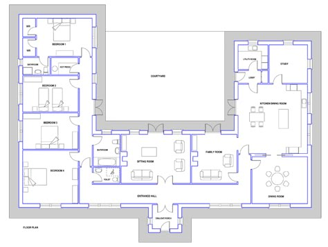 House Plans, No. 29 - Loughcrew. Blueprint Home Plans. House Plans, House Designs, Planning Applications, Architectural Designed House Designs Horizontal House Plans, U Shaped Bungalow, Irish House Plans Bungalow, Irish Bungalow Design, Irish Bungalow, Element Character, Irish House Plans, U Shaped House Plans, House Plans Ireland