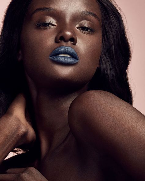 "Clapback" | Mattemoiselle Lipstick | Fenty Beauty by Rihanna Dark Blue Lipstick, Black Supermodels, Lipstick For Dark Skin, African American Beauty, Beauty Rules, Modeling Poses, Bright Lipstick, Blue Lipstick, Cover Inspiration