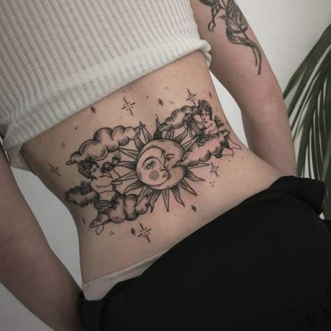 Big Detailed Tattoos, Secret Matching Tattoos, 16 Tattoo, Cherub Tattoo, Girl Back Tattoos, Inspiration Tattoos, Dope Tattoos For Women, Celtic Tattoos, Back Tattoo Women