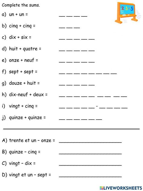 French Numbers (numéros français) French Numbers 1-100 Worksheet, French Numbers Worksheet 1-20, French Numbers Worksheet, French Numbers, High School French, Numbers 1 100, French Worksheets, French Kids, French For Beginners